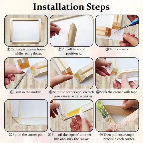 Miniatura 7 de Kit de Marco de Lienzo de Madera Maciza DIY con Barra de Tensión - Marcos de Arte de Madera Personalizados para Pinturas - Sistema de Tensado
