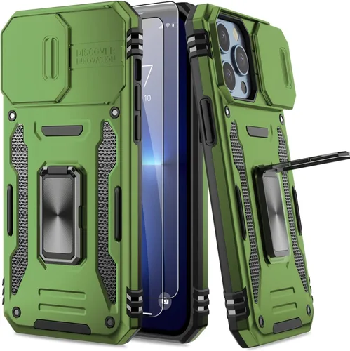 Miniatura 32 de Funda para iPhone 13 Pro con protector de pantalla, cristal transparente, antiamarillo, acrílico resistente, funda protectora de grado militar