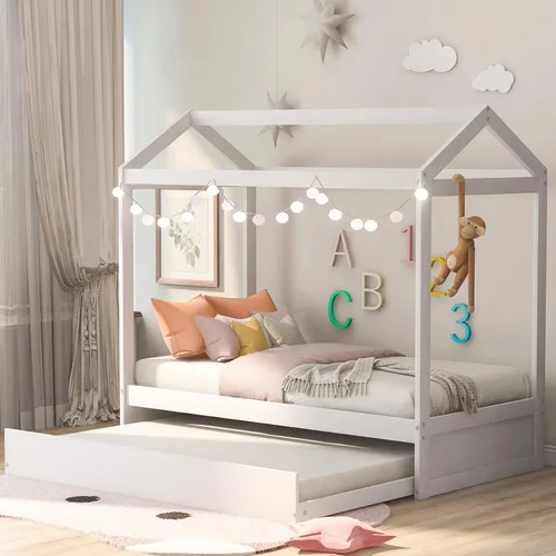 Miniatura 8 de Bastidor para cama tamaño Twin, con techo y cerca, no incluye box spring