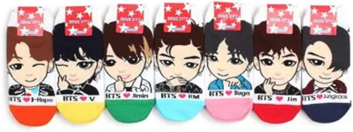 Miniatura 2 de Kpop BTS - Juego de calcetines de personajes para mujer juego de siete miembros Multi Shoe Size 5-9