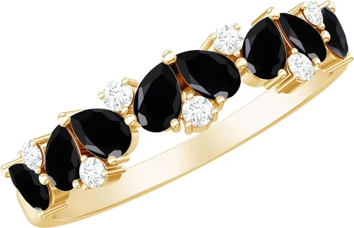 Anillo de banda de media eternidad con diamantes de ónix negro certificado, calidad AAA, anillo de piedra natal de diciembre (listo para regalar)