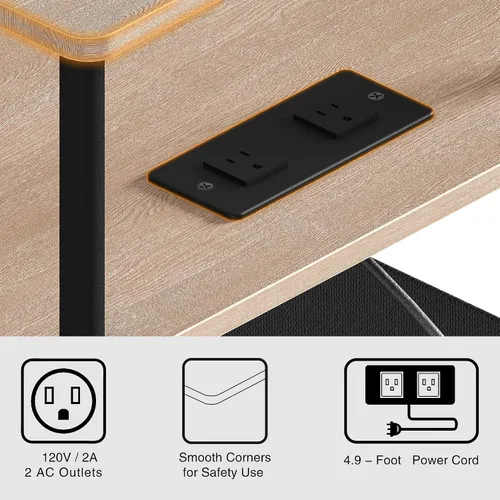 Miniatura 7 de Mesa auxiliar pequeña con estación de carga, mesa auxiliar para espacios pequeños, mesita de noche delgada con tomacorriente, sofá junto a la mesa