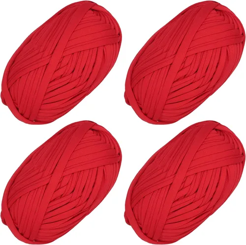 Miniatura 58 de 2 piezas de tela elástica para camisetas, hilo de crochet para tejer DIY, hilo de punto grueso tipo espagueti para proyectos de bolsos, mantas