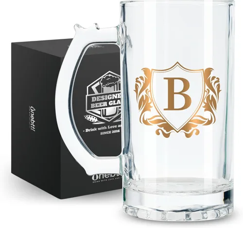 Onebttl Regalos personalizados de cerveza para hombres amantes de la cerveza, taza de cerveza pesada de 17 onzas con asa para jefe como regalo de