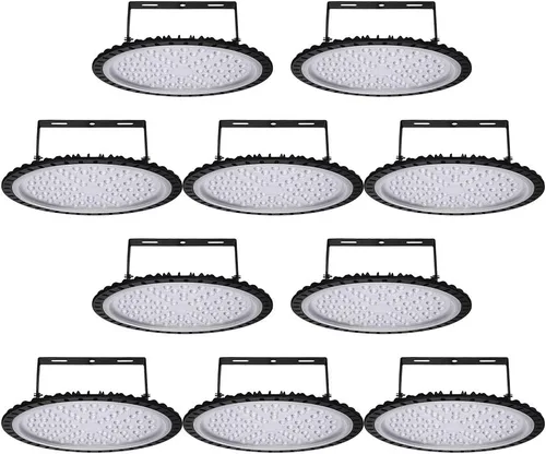Viugreum Paquete de 10 luces LED UFO de 500 W, 50000 lúmenes, 6500 K, luz diurna blanca ultra fina, iluminación LED de almacén, IP65 impermeable,