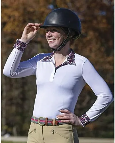 Miniatura 2 de Shires - Camisa de estilo ecuestre para mujer color morado y blanco