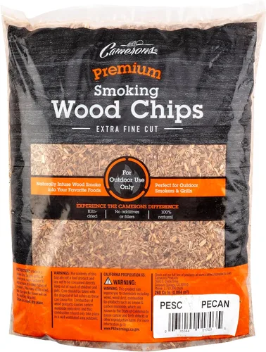 Camerons Trozos de madera para barbacoa extra finos 100% naturales de pecán - Bolsa de 260 pulgadas cúbicas, aproximadamente 2 libras - Virutas de