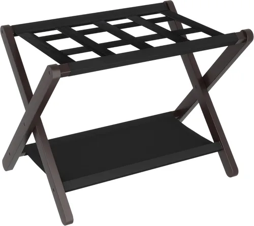 Miniatura 13 de Heybly Portaequipajes, soporte plegable para maleta con estante de almacenamiento, soporte de equipaje con 5 correas de nailon para habitación