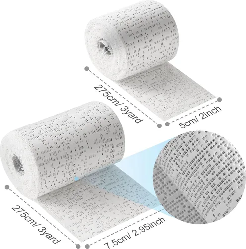 Miniatura 2 de 50 rollos de tela de yeso, tiras de gasa blanca, vendajes envolventes para manualidades, máscara de molde para el vientre, moldes corporales, arte