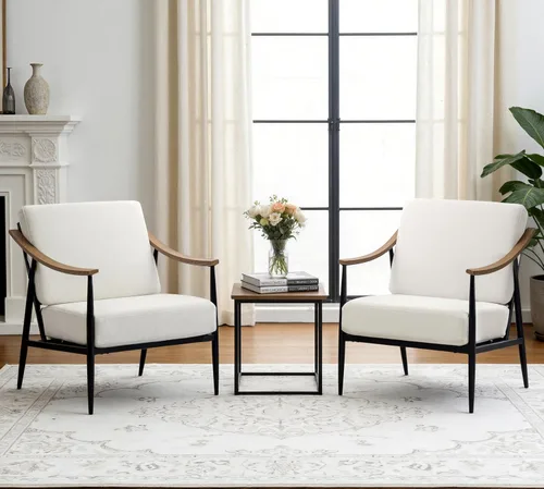 Miniatura 15 de RNKSFX Silla decorativa moderna para sala de estar, dormitorio, sillón de mediados de siglo, silla tapizada para oficina, cómoda silla de espera