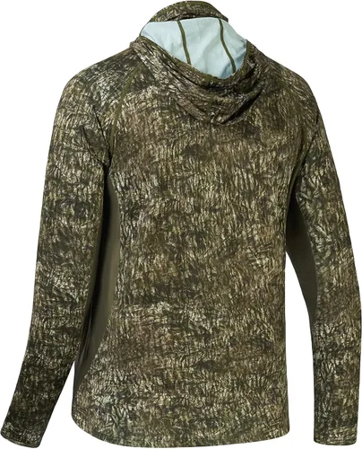 Miniatura 3 de BASSDASH - Camiseta de caza para hombre con protección solar FPU 50+, manga larga con capucha tipo pasamontañas y diseño camuflado, para pesca
