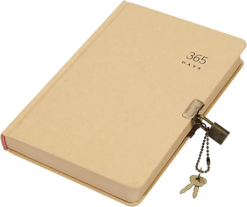 Miniatura 7 de Ibluelover Cuadernos ejecutivos de tapa dura A5 con cerradura y llave secreta, 365 días, cuaderno de bocetos, dibujo de garabatos, papel marrón