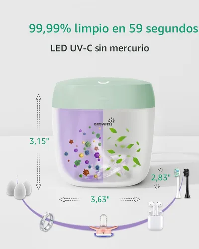 Miniatura 5 de GROWNSY Desinfectante de Chupones Portátil, Desinfectante de Luz UV Para Llevar, Estuche Desinfectante con Carga USB, Mini Desinfectante de Chupones