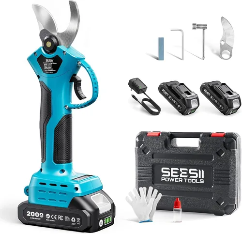 Miniatura 10 de Seesii Tijeras de podar eléctricas 2 en 1 con poste, alcance de 15 pies, diámetro de corte de 1.2 pulgadas, batería de 21V 4000mAh, podadora