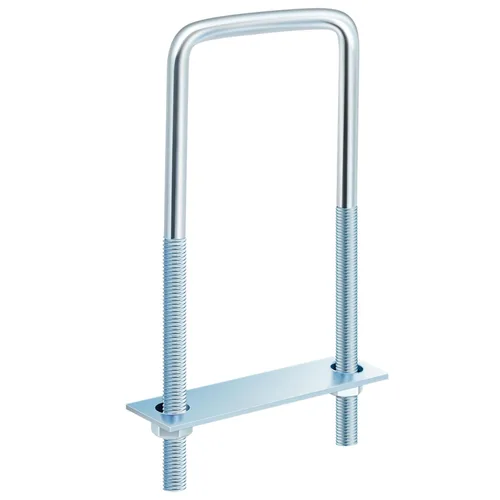 Miniatura 17 de Dunzy 6 pernos cuadrados en U chapados en zinc, perno en U de acero al carbono resistente, suministros industriales y científicos para tubo
