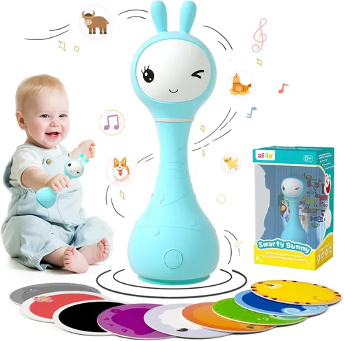 alilo Smarty Bunny Sonajero de Bebé con Luces Musicales, Juguetes para Recién Nacidos de 0-3-6-12-18-24 Meses, Regalos para Niños y Niñas de 1 Año,