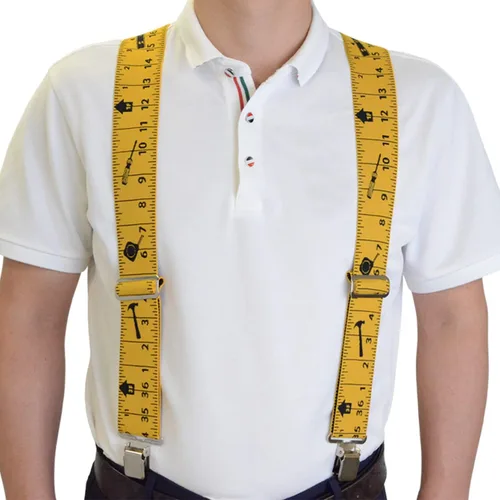 Miniatura 3 de AISENIN Tape Measure Suspenders for Men 2 Wide X-Back Work Suspenders Elastic Adjustable