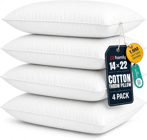 Miniatura 8 de Foamily Insertos de almohada 100% algodón de 12 x 12 pulgadas, rellenos de almohada para almohadas decorativas para sofá y cama, relleno de almohada