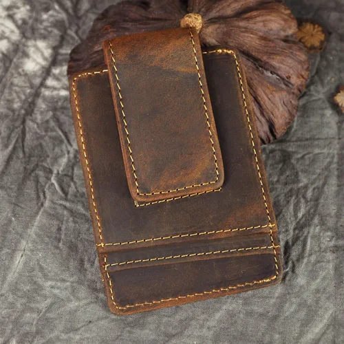 Miniatura 2 de Billetera de doble cara de cuero para hombre, moderna, pequeña, delgada, perfecta para tarjetas, monedas, etc. Billetera delgada y resistente