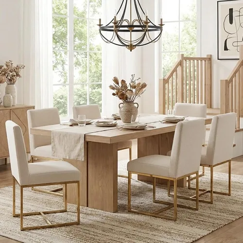 Miniatura 26 de Shunzhi Juego de 2 sillas de comedor modernas tapizadas de cuero PU, sillas de comedor de mediados de siglo, sillas laterales sin brazos, cómodas