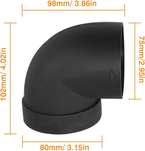 Miniatura 4 de Conector de salida de codo de tubo de conducto de aire de 3 "2.953 in apto para calentador Eberspaecher Webasto