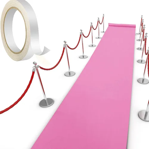 Miniatura 14 de Shappy Alfombra negra para fiesta, 55 GSM de grosor con cinta de alfombra, alfombra de pasillo para Halloween, graduado, boda, fiesta, pista