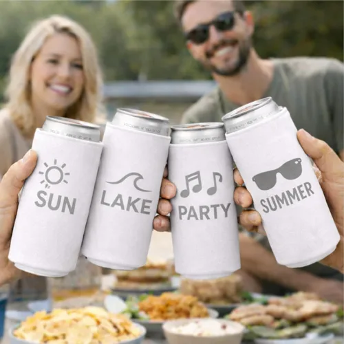 Miniatura 6 de Slim - Paquete de 12 fundas enfriadoras de latas con aislamiento de neopreno en blanco para latas de cerveza y refrescos delgados de 12 onzas