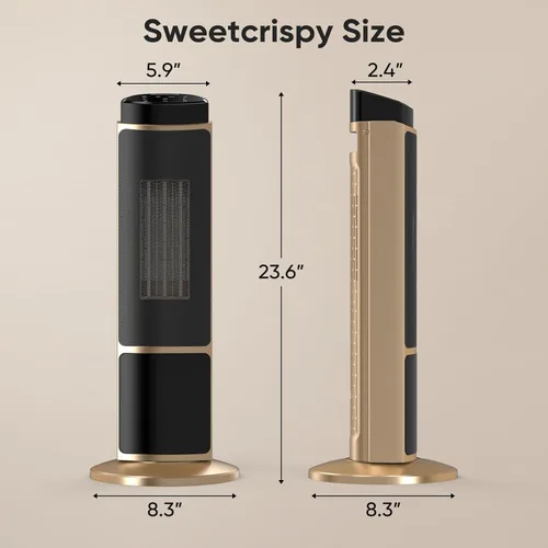 Miniatura 4 de Sweetcrispy Calentador de espacio para uso en interiores, calentador portátil de 23 pulgadas con control remoto y termostato, 7 modos de luz