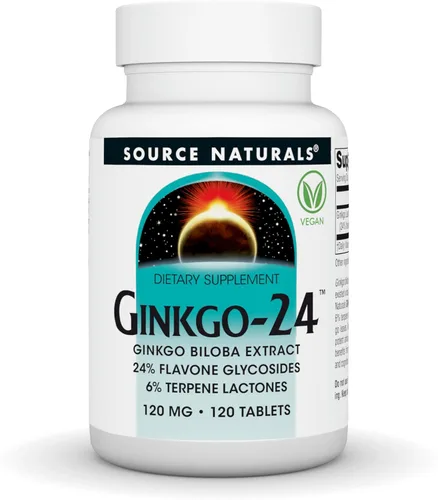 Miniatura 6 de Source Naturals Ginkgo-24 - Extracto de Ginkgo Biloba, 24% Glucósidos de Flavona 6% Lactonas Terpénicas -120 mg - 60 Tabletas