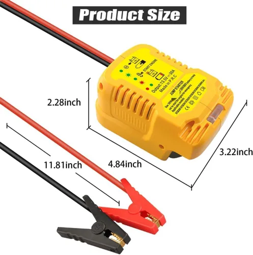 Miniatura 4 de Cables de puente con adaptador para batería DeWalt de 20 V, arrancador de coche portátil de 12 V, con kit de salto de 11 AWG para adaptador de cable