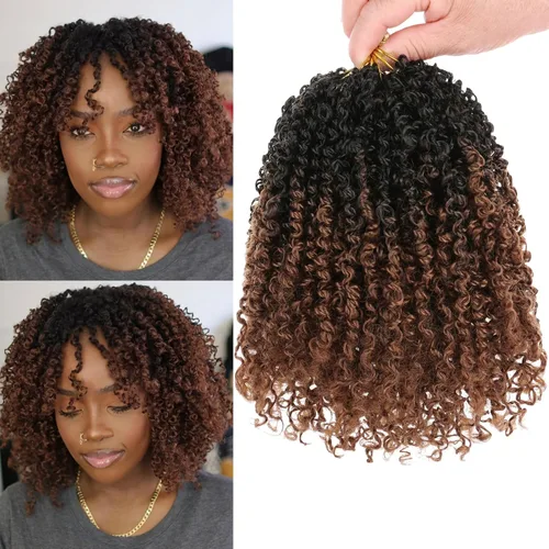 Miniatura 7 de Unionbeauty - Paquete de 8 trenzas de ganchillo Yanky Twist de 6 pulgadas, 8 paquetes, color negro natural, micro Passion Twist, extensiones