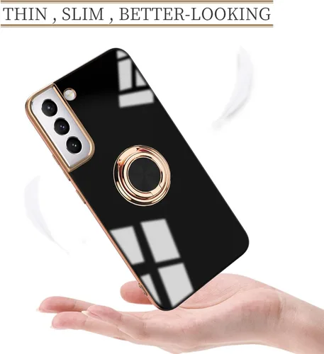 Miniatura 2 de Funda compatible con Samsung Galaxy S22 con soporte de anillo [con magnético] TPU suave a prueba de golpes, galvanizado para Galaxy S22 5G