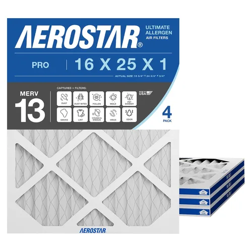 Miniatura 10 de Aerostar MERV 8 de 16 x 25 x 1 pulgadas, 4 unidades, filtros plisados de alta eficiencia para HVAC, horno y aire acondicionado, elimina el polvo
