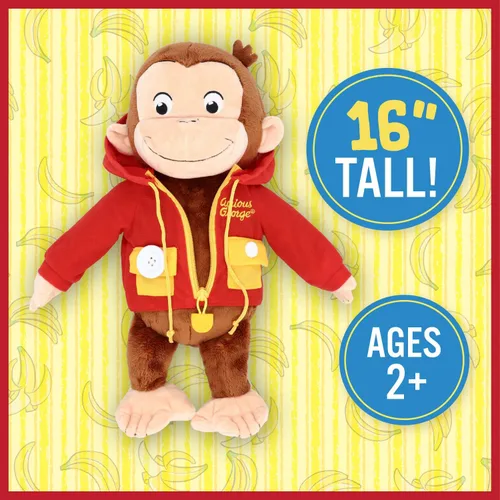 Miniatura 5 de Kids Preferred Curious George Learn to Dress Monkey - Juguetes de peluche de animales suaves y lindos, peluches tiernos y abrazables, regalos