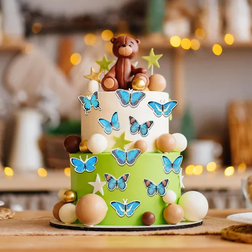 Miniatura 7 de Gyufise 36 adornos de mariposa para cupcakes, arte animado en 3D, decoración de cupcakes de mariposa, decoración de pastel de mariposa, baby shower