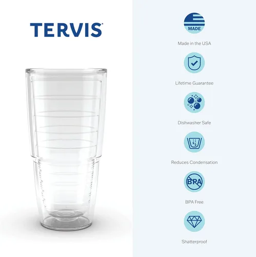 Miniatura 3 de Tervis Vaso aislado de doble pared con estampado de piña en acuarela hecho en Estados Unidos, mantiene las bebidas frías y calientes, 24 onzas