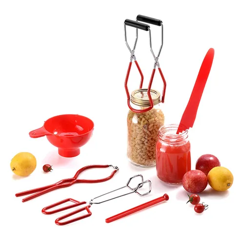 Miniatura 2 de Zoofen Kit de enlatado de 6 piezas de suministros para conservas para el hogar, incluye embudo para boca ancha, elevador de tarros, llave