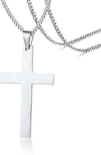 Miniatura 11 de Ovian Collar de cruz lateral para mujer, chapado en oro de 18 quilates, acero inoxidable, gargantilla religiosa cristiana