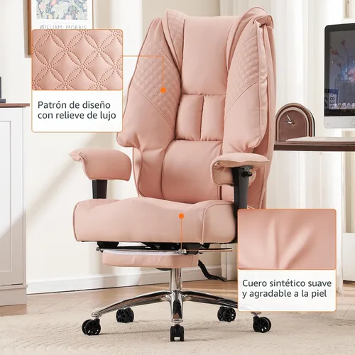 Miniatura 6 de EXCEBET Silla de oficina grande y alta, hasta 400 libras, con asiento ancho, silla ejecutiva de oficina de cuero con respaldo alto y reposapiés