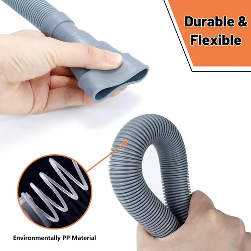 Miniatura 4 de GCGOODS Kit de manguera de drenaje de diseño de varios diámetros, extensión de manguera de drenaje flexible de 8 pies con 1 adaptador, 1 soporte