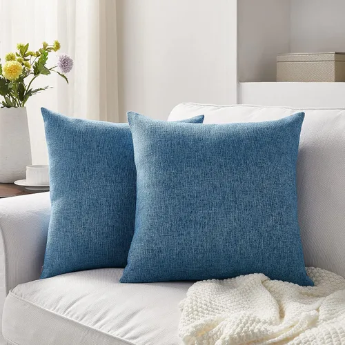 Miniatura 21 de Meekio - Juego de 2 fundas de almohada de color salvia oscura de 22 x 22 pulgadas, fundas de almohada decorativas de lino con estilo bohemio