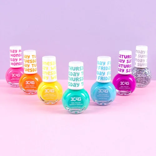 Miniatura 3 de Juego de esmaltes de uñas brillantes para niñas y adolescentes, 7 colores vibrantes, no tóxicos, seguros para niños para todos los días