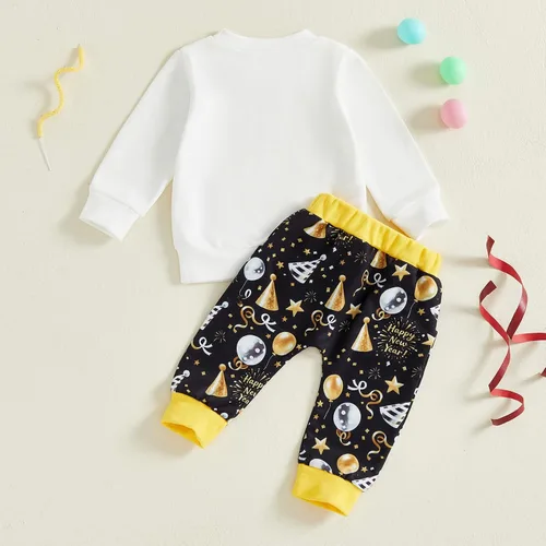 Miniatura 24 de BemeyourBBs Conjunto divertido de sudadera y pantalones de manga larga con letras divertidas para bebé niño y niño