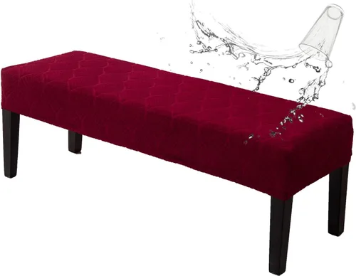 Miniatura 19 de Genina Fundas impermeables para banco de comedor, protector de asiento de banco de jacquard elástico, funda de banco rectangular para dormitorios