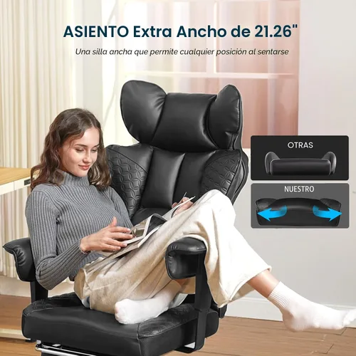 Miniatura 6 de COMHOMA Silla de oficina grande y alta, silla ergonómica para juegos con diseño de relieve de lujo con reposapiés, reposabrazos ajustables 03-space