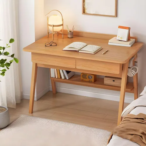 Miniatura 12 de Escritorio escandinavo de estudio de oficina, escritorio contemporáneo para computadora, escritorio de trabajo con base de madera de nogal, nogal