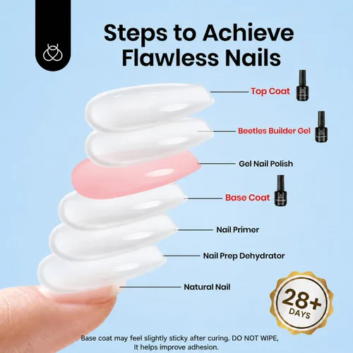 Miniatura 7 de Beetles - Juego de 3 esmaltes de uñas de gel constructor de uñas de 0.5 onzas líquidas con capa superior que no se limpia y capa base para uñas