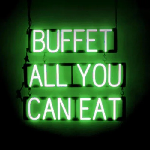 Miniatura 14 de SpellBrite BUFFET Sign Letrero relacionado con buffet con aspecto de neón, fuente de luz LED roja 22.6 x 6.3 pulgadas Rojo