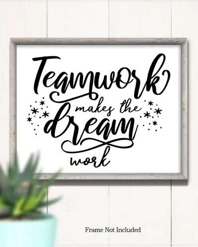 Miniatura 2 de Govivo Teamwork Makes The Dream Work - Impresión artística de pared con cita motivacional, impresión de decoración de pared, póster o lienzo