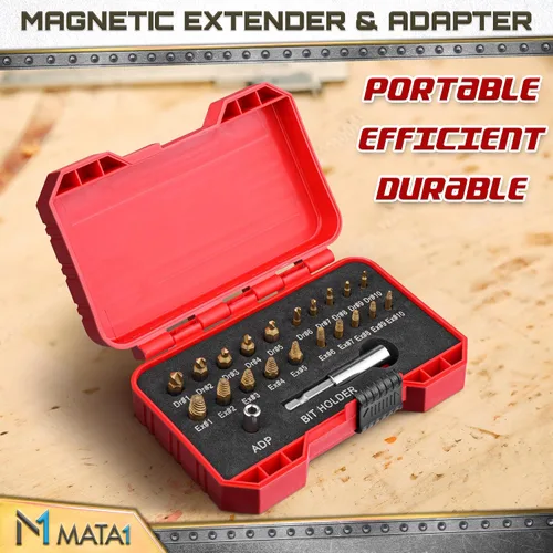 Miniatura 8 de Juego extractor de tornillos de titanio para tornillos pelados, rotos y dañados - 22 piezas, plata y oro - Kit removedor con brocas, extractores